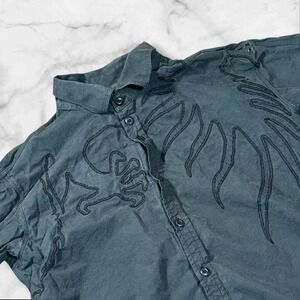 Maharishi hardy blechman L Italian Coated Cotton Black Embroidered LS 16/41